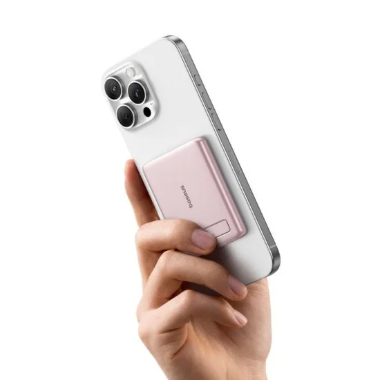 Baseus PicoGo AM31 Qi2 Ultra-Mini Magnetic Power Bank with Kickstand 5000mAh 20W - Nebula Pink